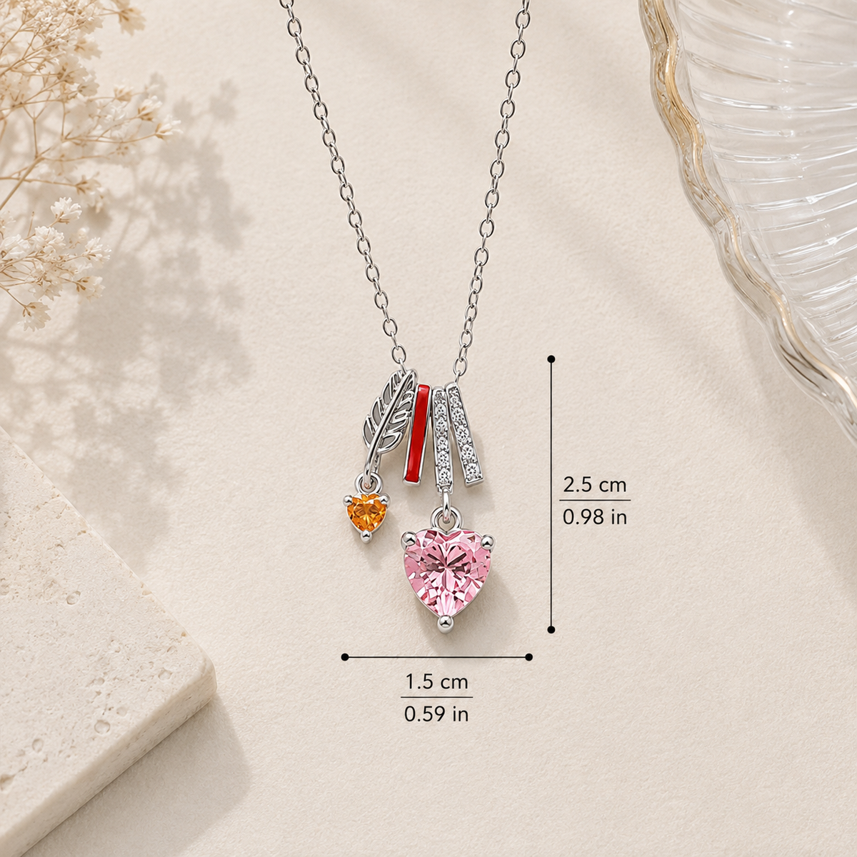 Scarlet Heart Charm Necklace