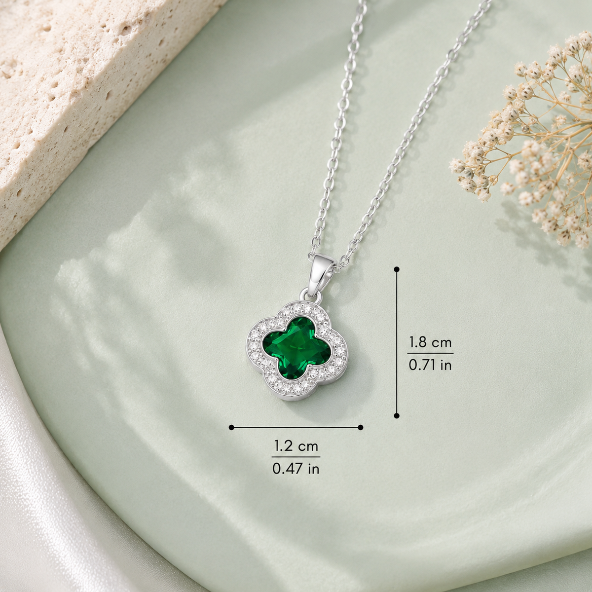 Emerald Green Clover Pendant