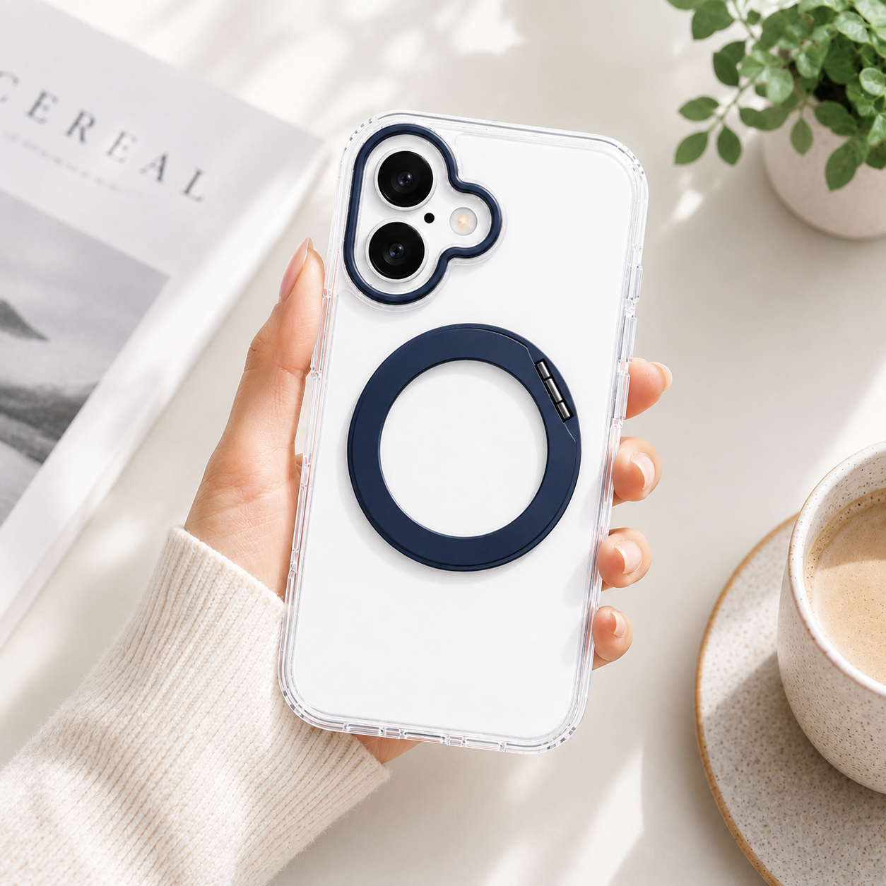 iPhone Magsafe 360 Rotating HaloGrip Clear Case