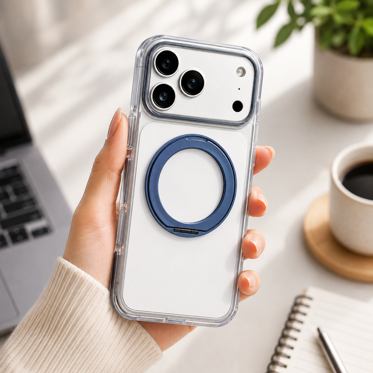 iPhone Magsafe 360 Rotating HaloGrip Clear Case