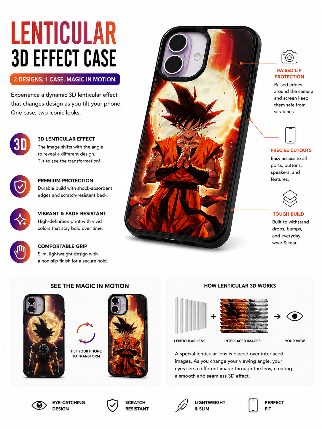Dragon Ball Z Goku 3D Lenticular Phone Case