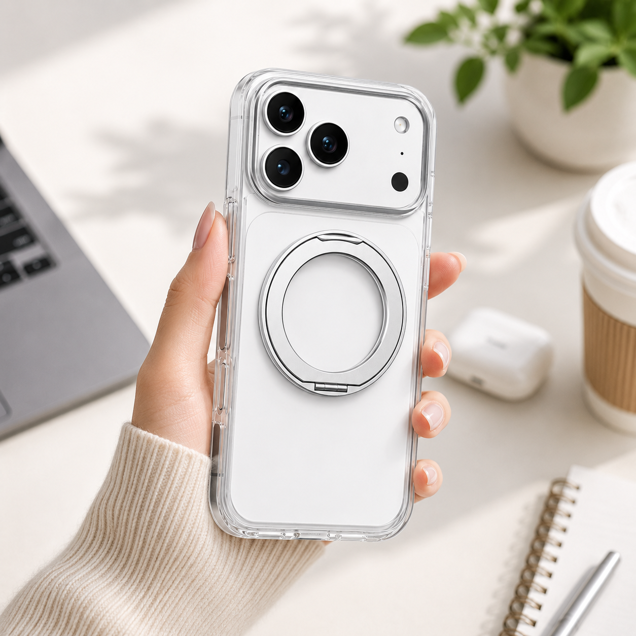 iPhone Magsafe 360 Rotating HaloGrip Clear Case