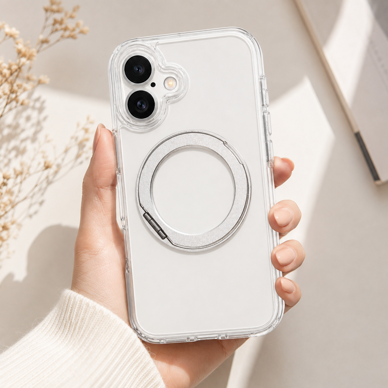 iPhone Magsafe 360 Rotating HaloGrip Clear Case