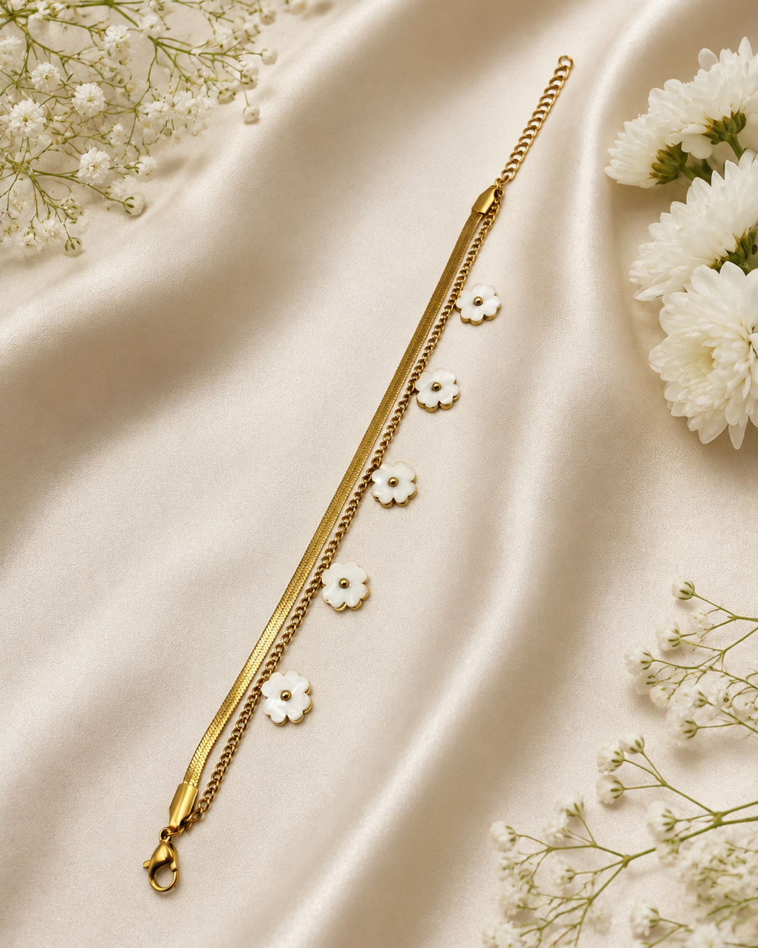 Golden Floral Chain Bracelet