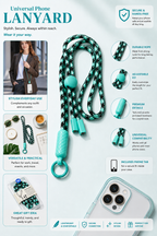 Mint Green & Black Crossbody Phone Lanyard