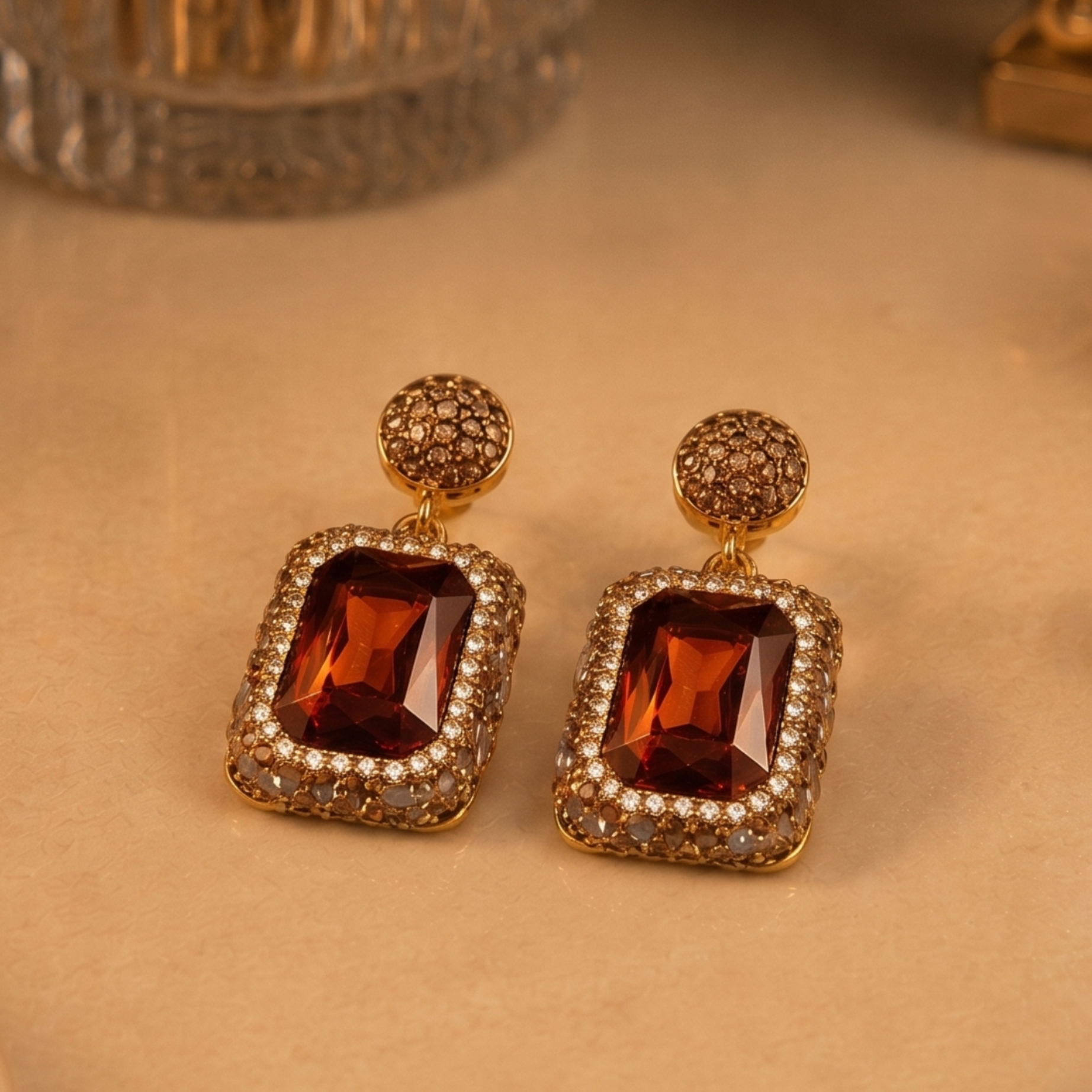 Ruby Red Natural Stone Drop Earring