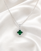 Emerald Green Clover Pendant Necklace