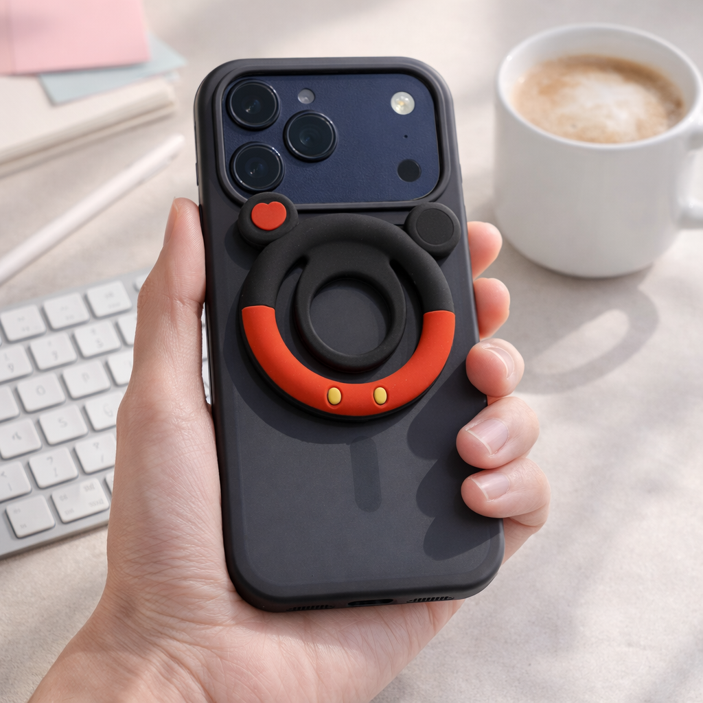 Midnight Pop (Black & Red) Magnetic Grip & stand