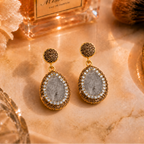 Silver Grey Natural Stone Drop Earring
