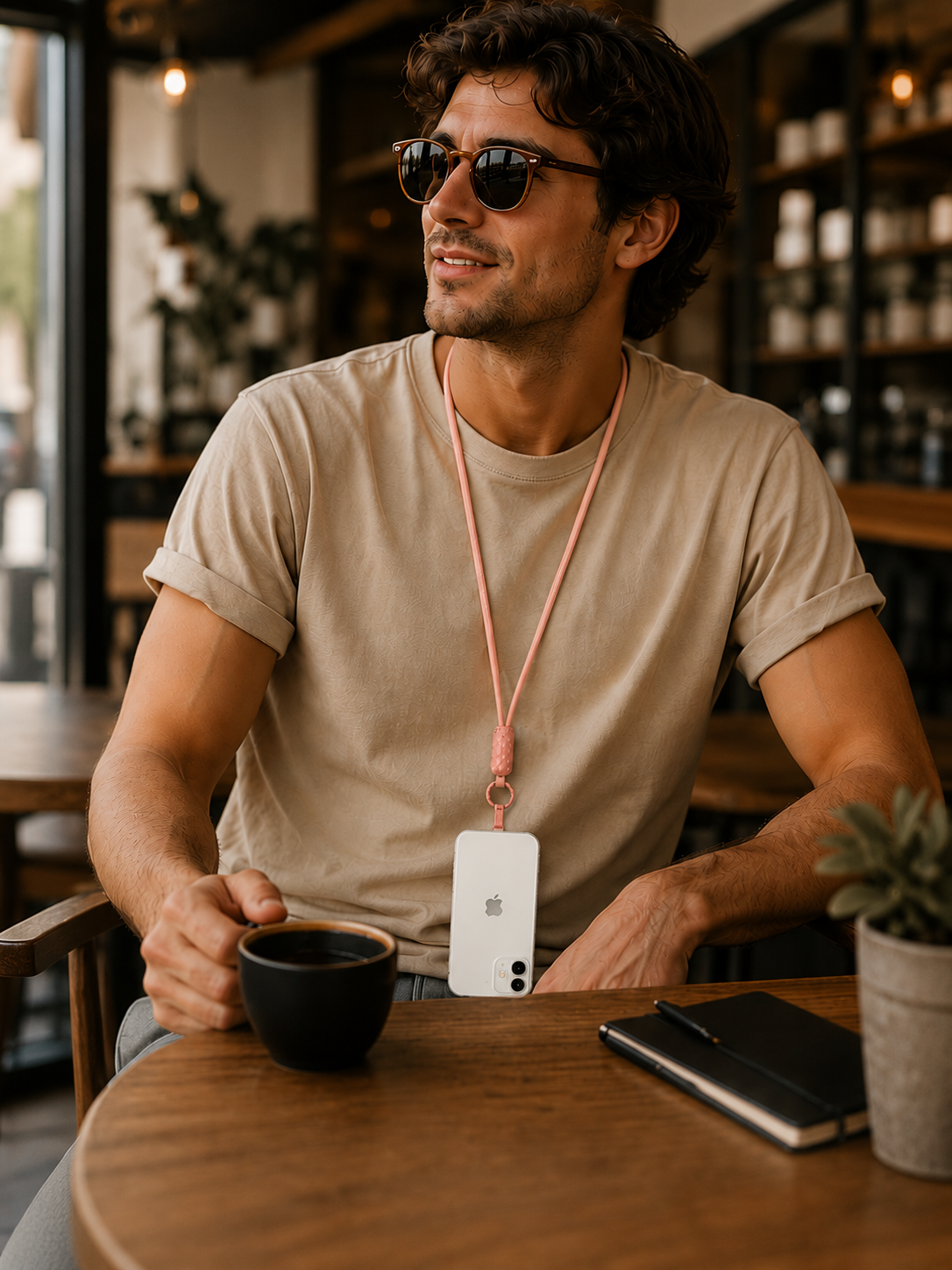 Peach Crossbody Phone Lanyard