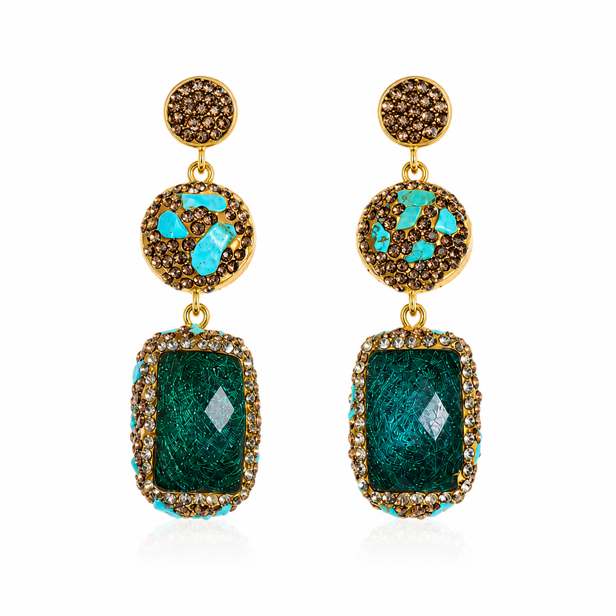 Emerald Green Natural Stone Earring