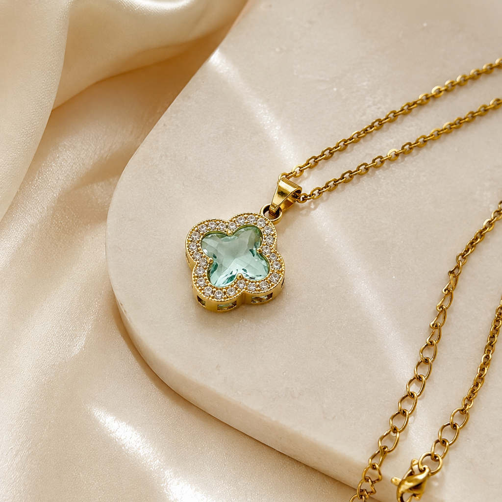 Pistachio Clover Pendant Necklace