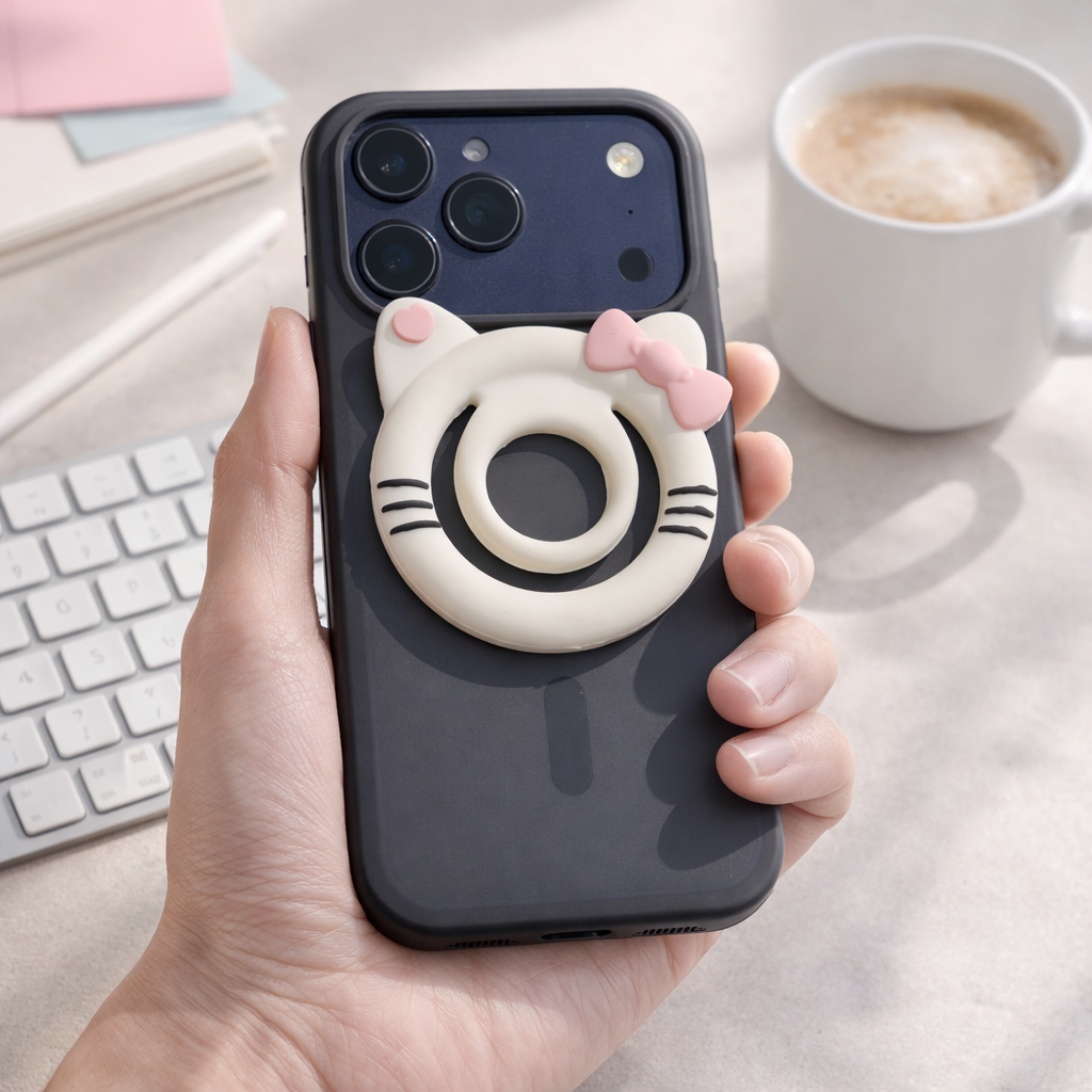 Blush Paws (White & Pink) Magnetic Grip & stand