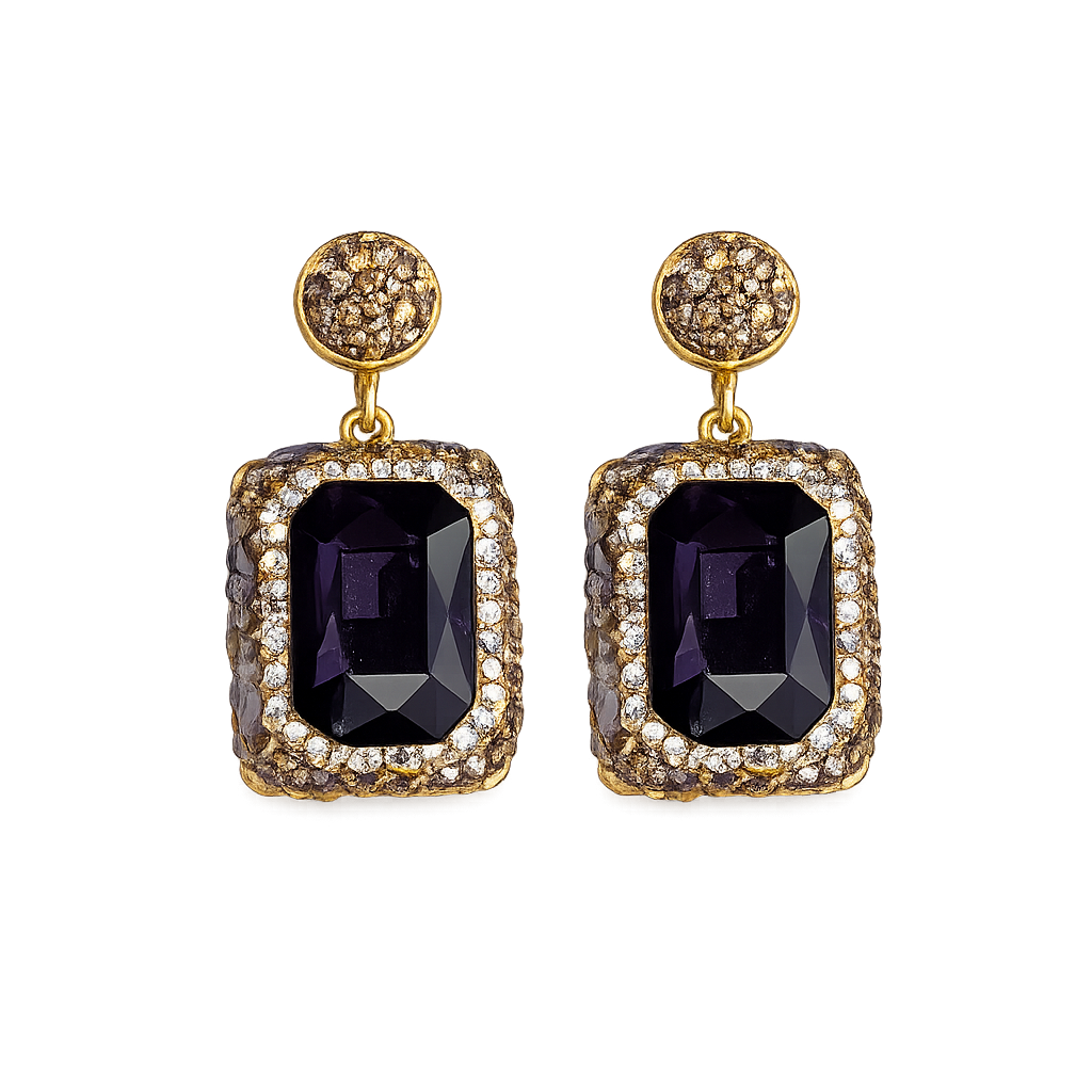 Deep Purple Natutal Stone Earring
