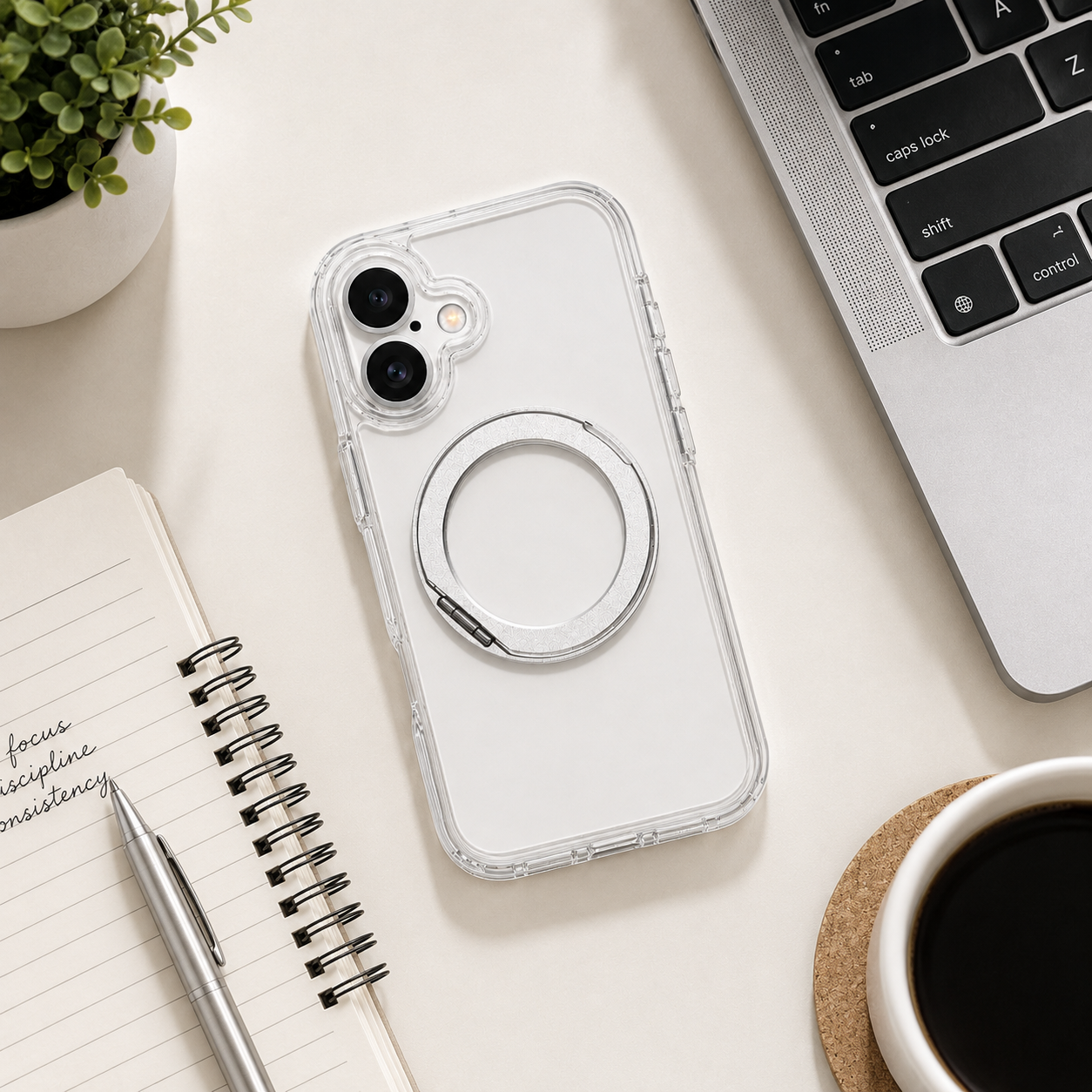 iPhone Magsafe 360 Rotating HaloGrip Clear Case
