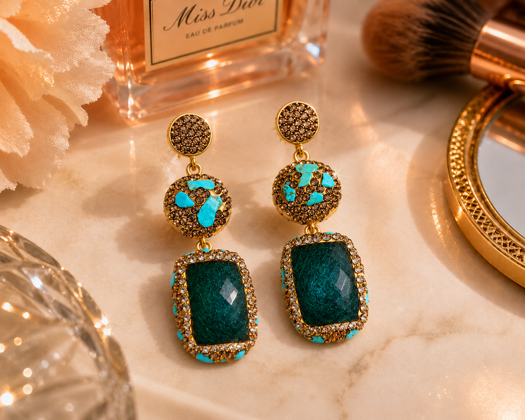 Emerald Green Natural Stone Earring