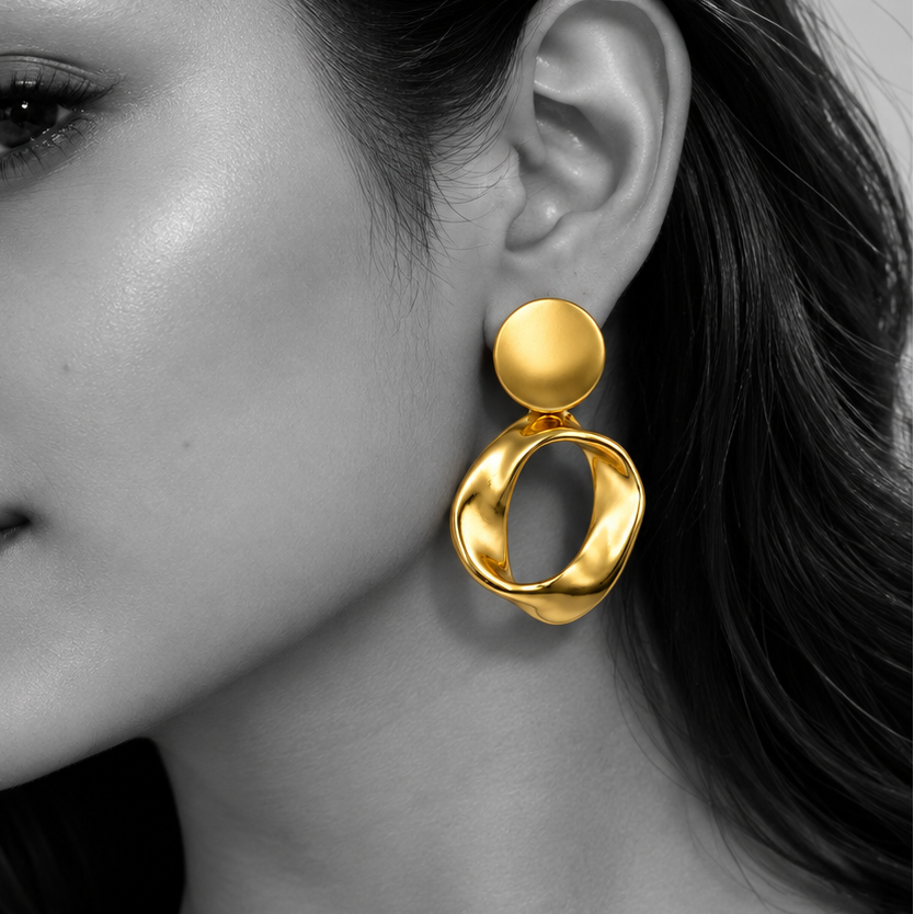 Golden Dangle Hoop Earrings