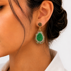 Leaf Green Natural Stone Drop Earring