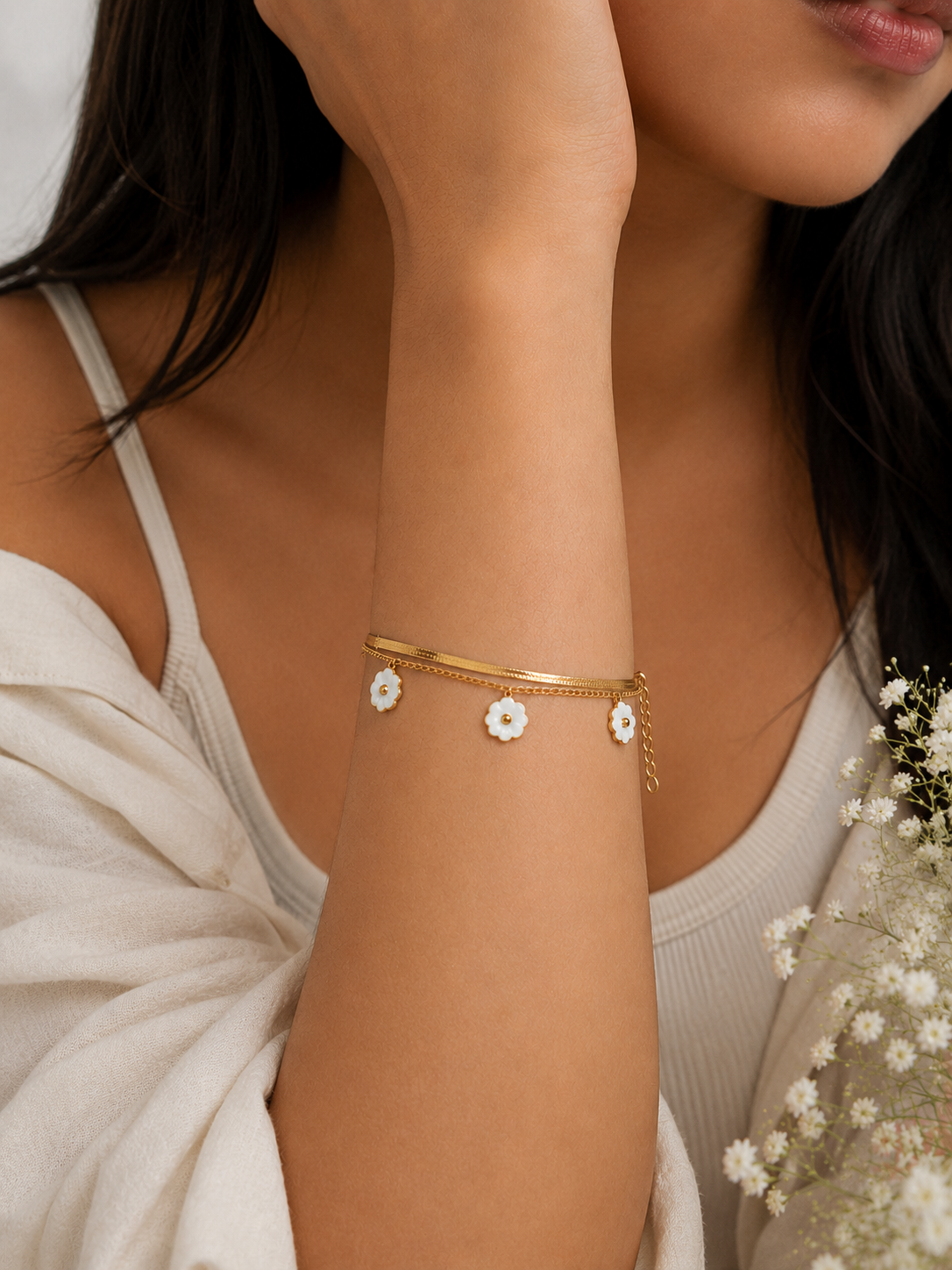 Golden Floral Chain Bracelet