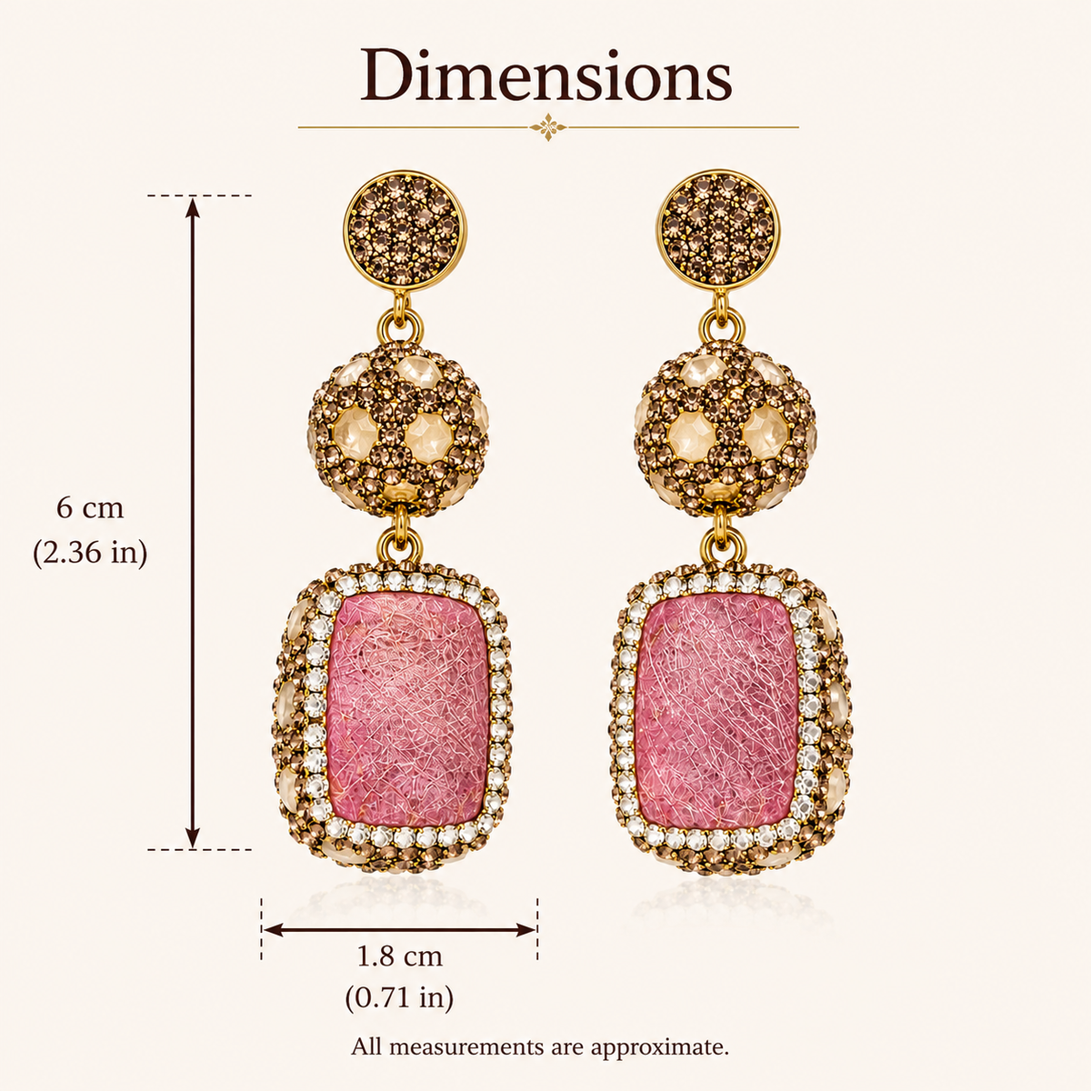 Pink Natural Stone Drop Earring
