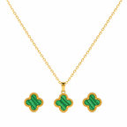 Emerald Clover Pendant Set