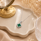 Emerald Green Clover Pendant Necklace