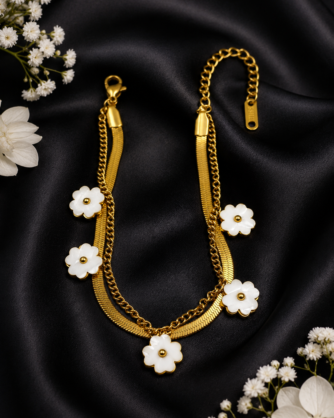 Golden Floral Chain Bracelet