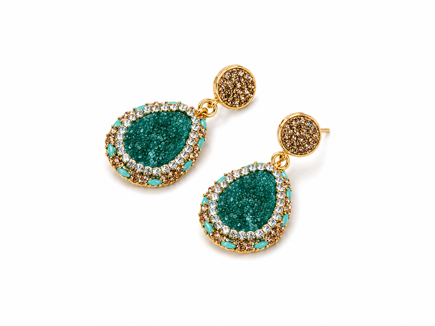 Green Natural Stone Drop Earring