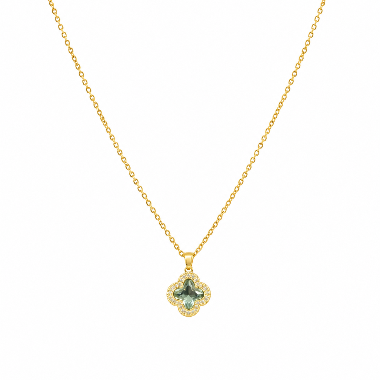 Pistachio Clover Pendant Necklace