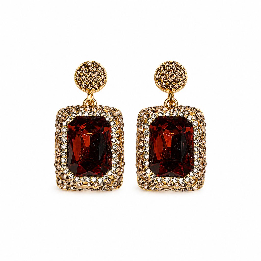 Ruby Red Natural Stone Drop Earring