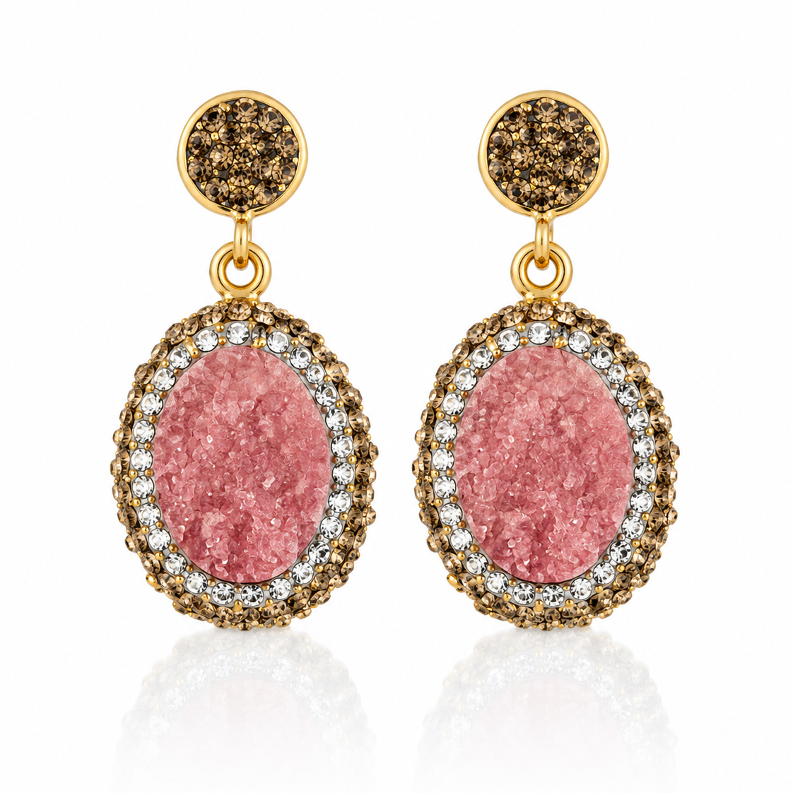 Pale Pink Natural Stone Drop Earring