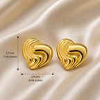 Sculpted Heart Gold Earrings