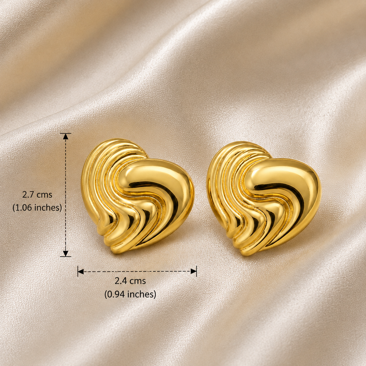 Sculpted Heart Gold Earrings