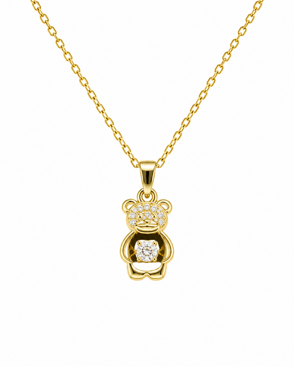 Golden Teddy Charm Necklace