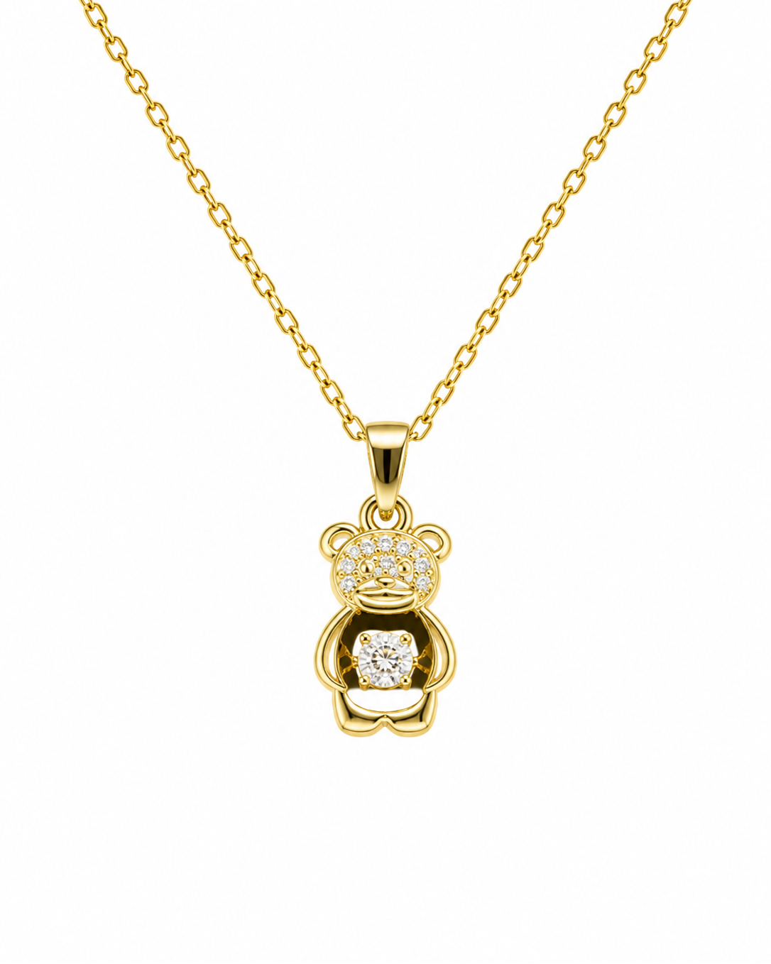 Golden Teddy Charm Necklace