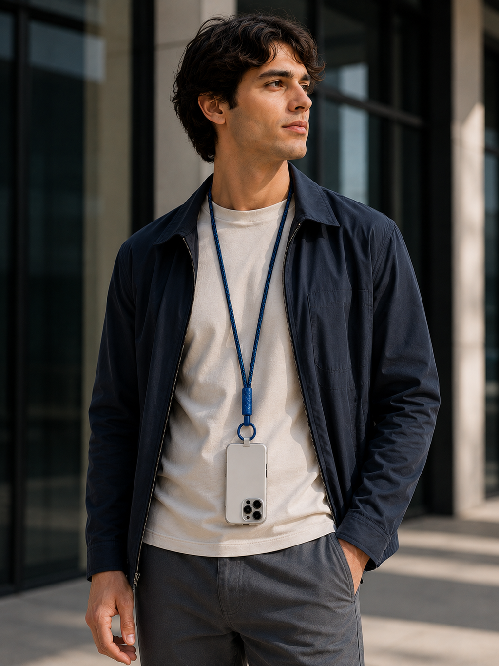 Navy Blue Crossbody Phone Lanyard