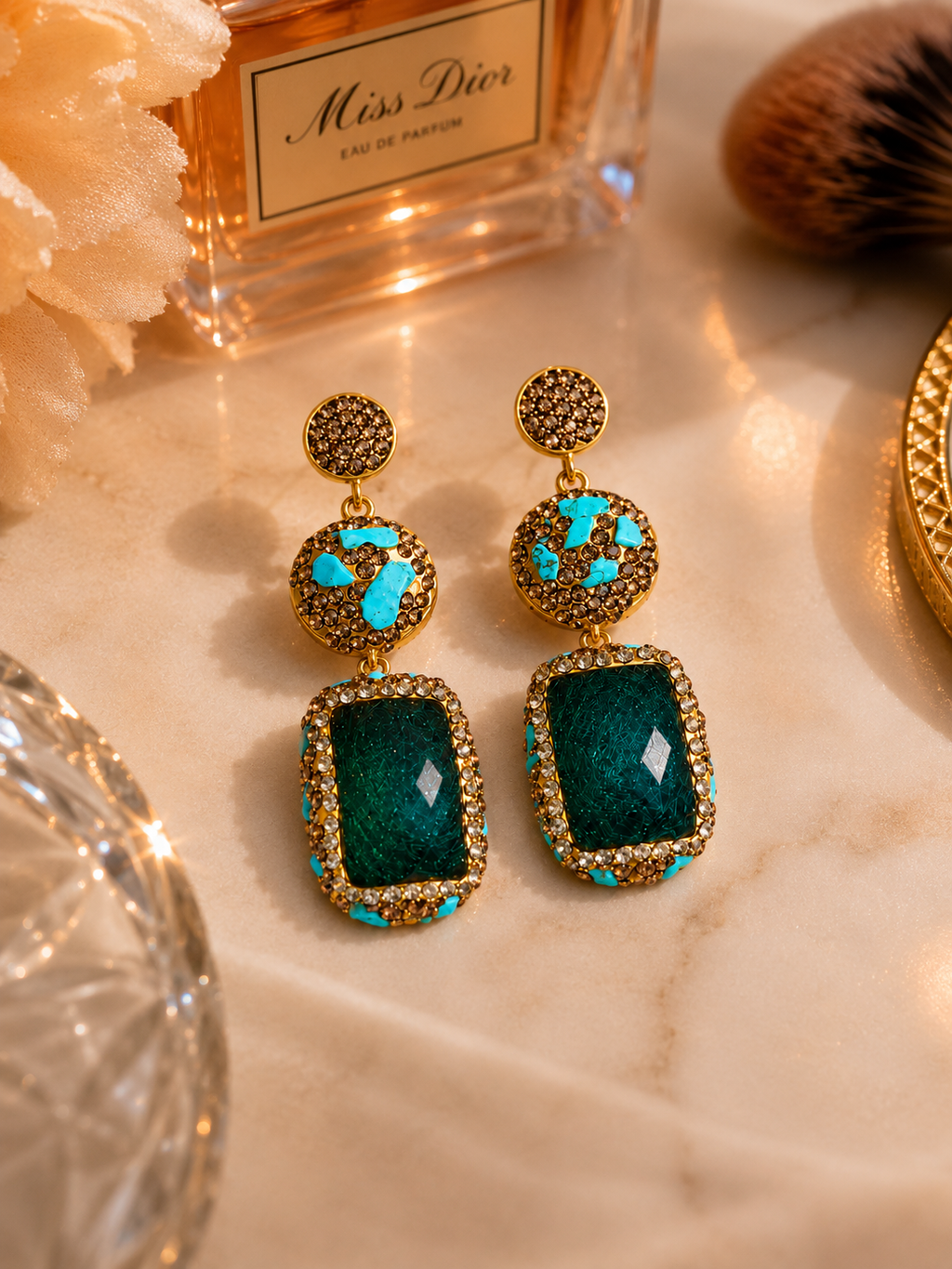 Emerald Green Natural Stone Earring