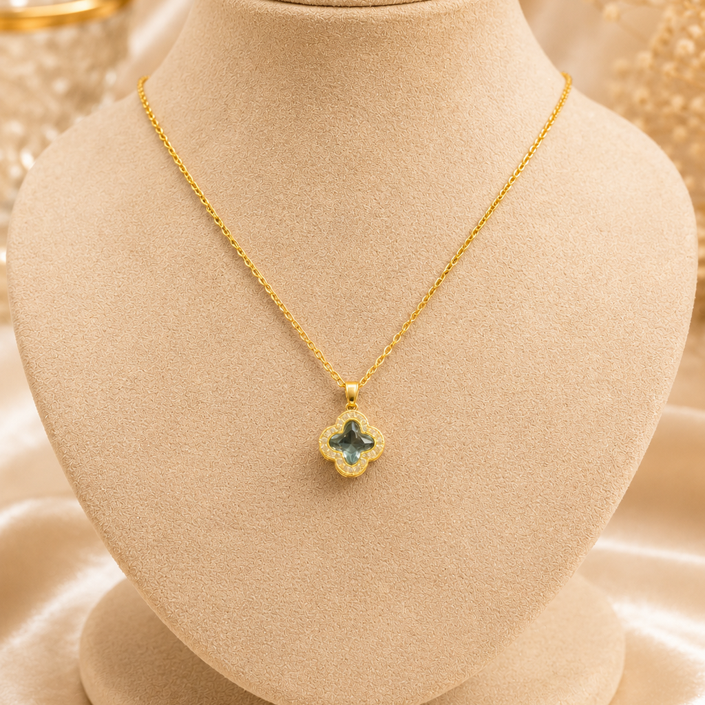 Pistachio Clover Pendant Necklace