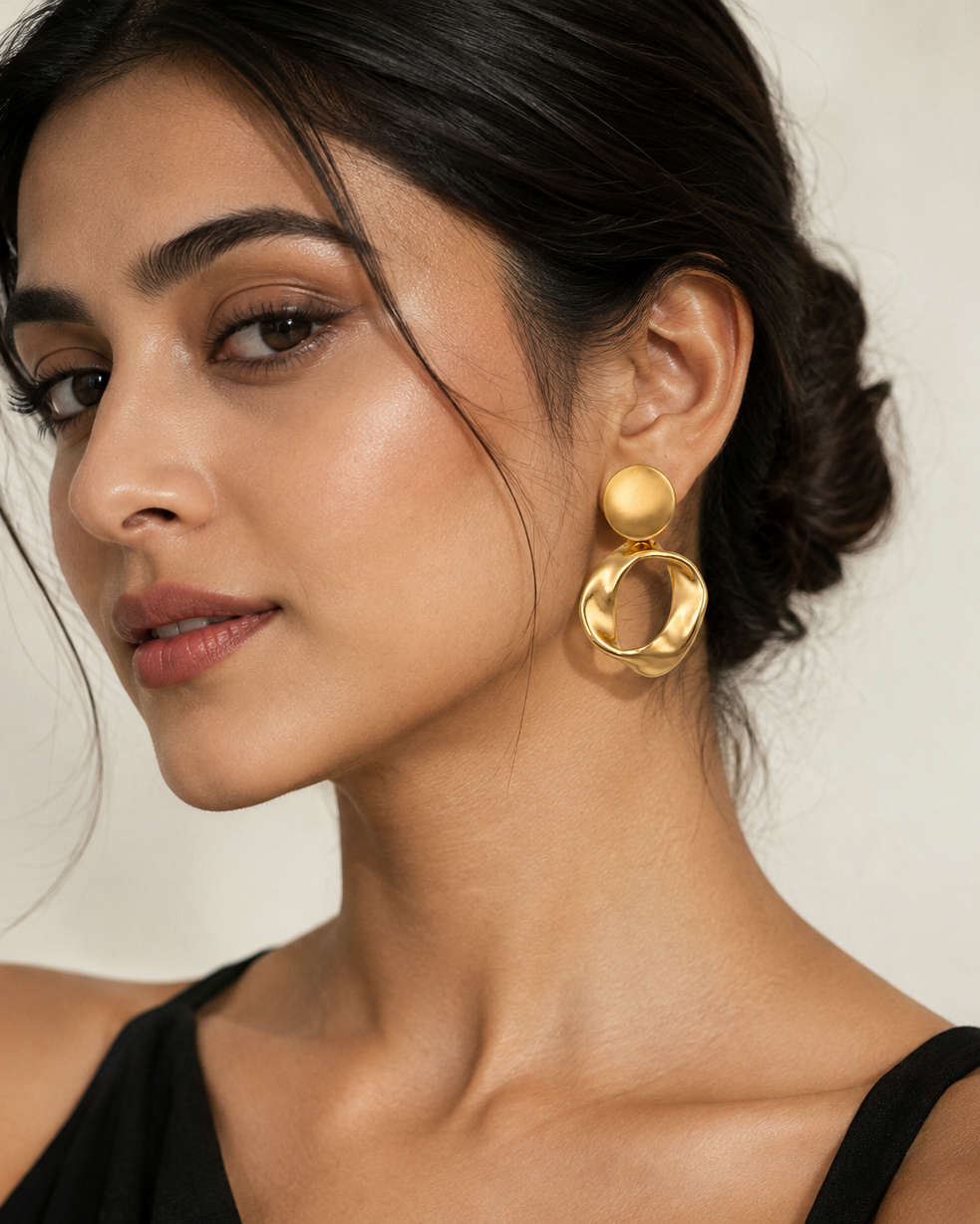 Golden Dangle Hoop Earrings