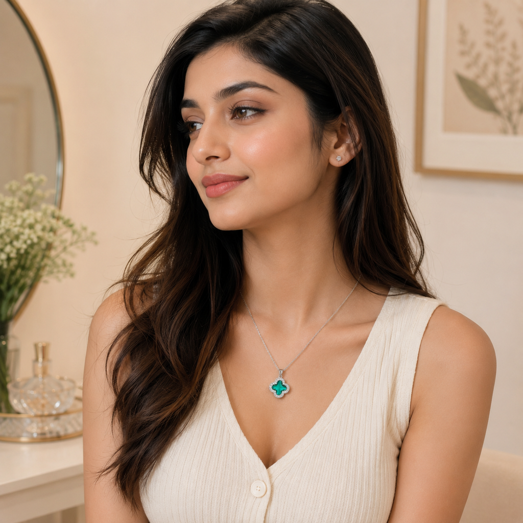 Aqua Mint Clover Necklace