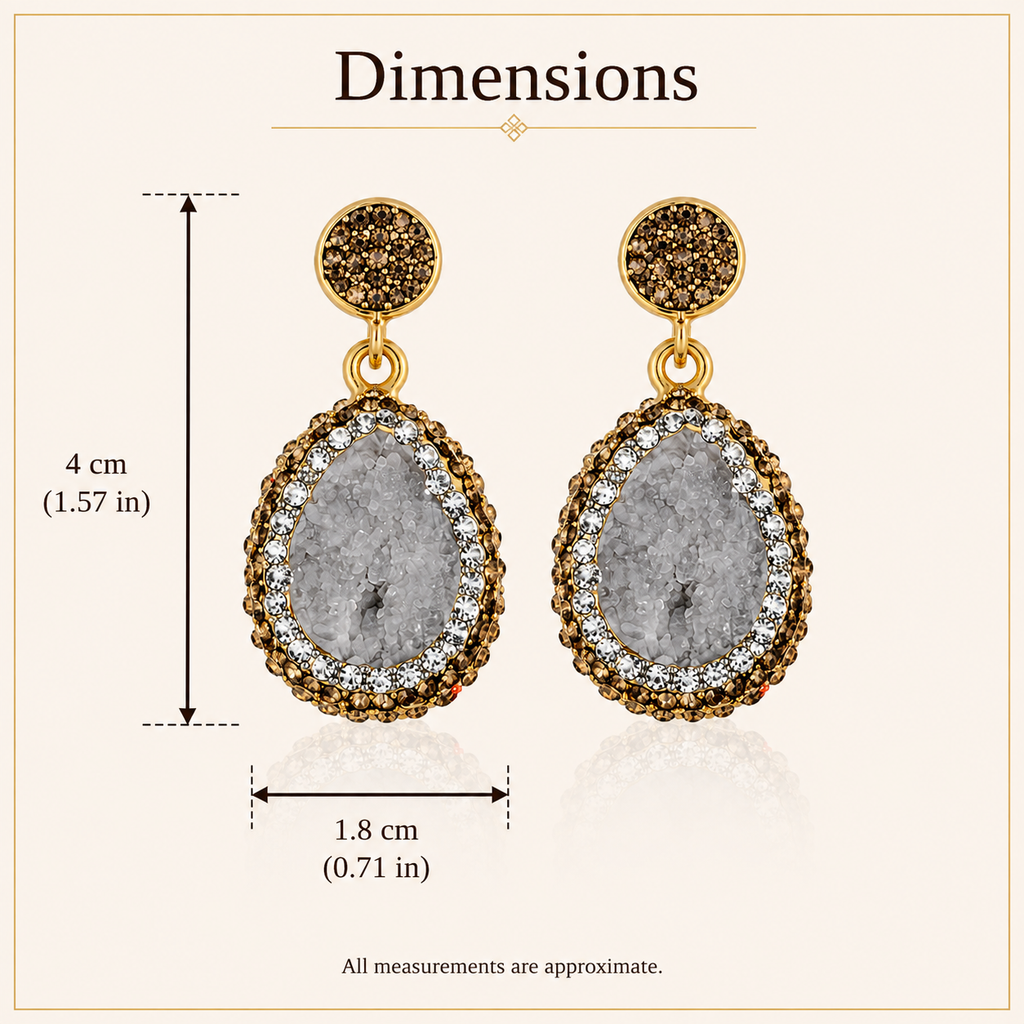 Silver Grey Natural Stone Drop Earring