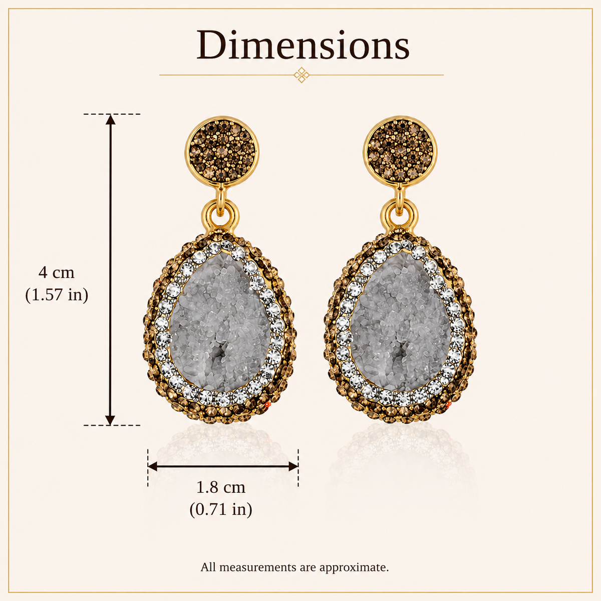 Silver Grey Natural Stone Drop Earring