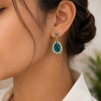 Green Natural Stone Drop Earring