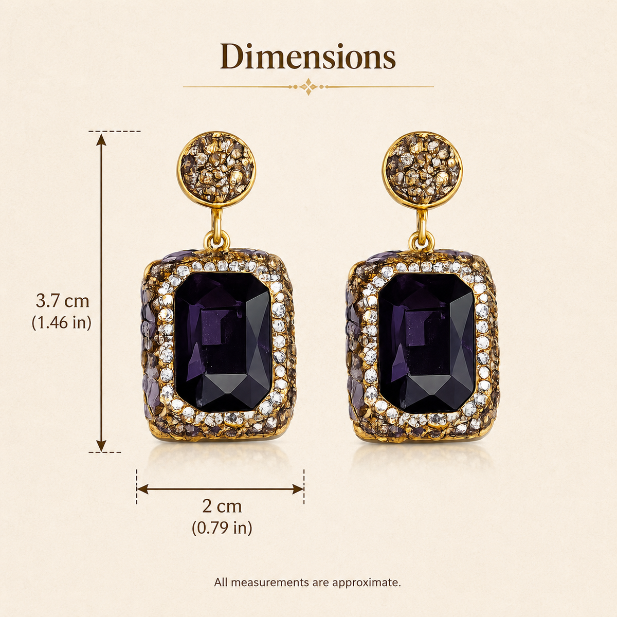 Deep Purple Natutal Stone Earring
