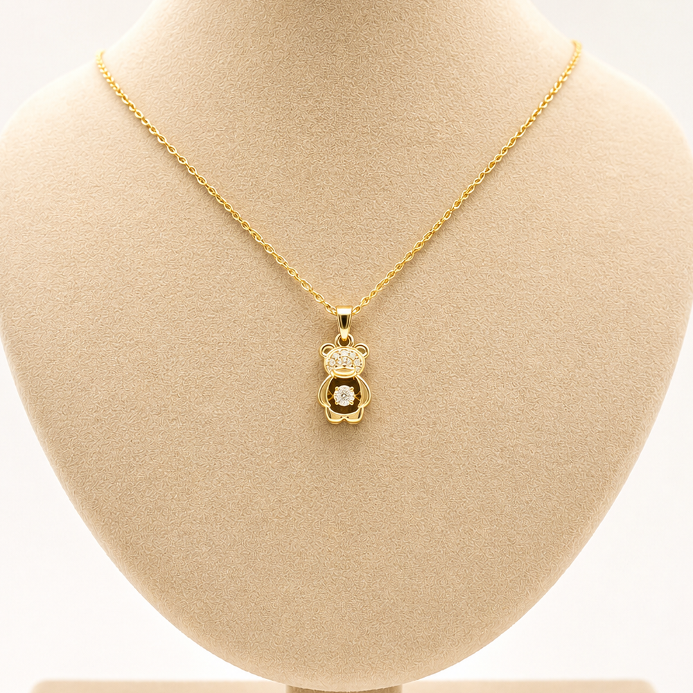 Golden Teddy Charm Necklace