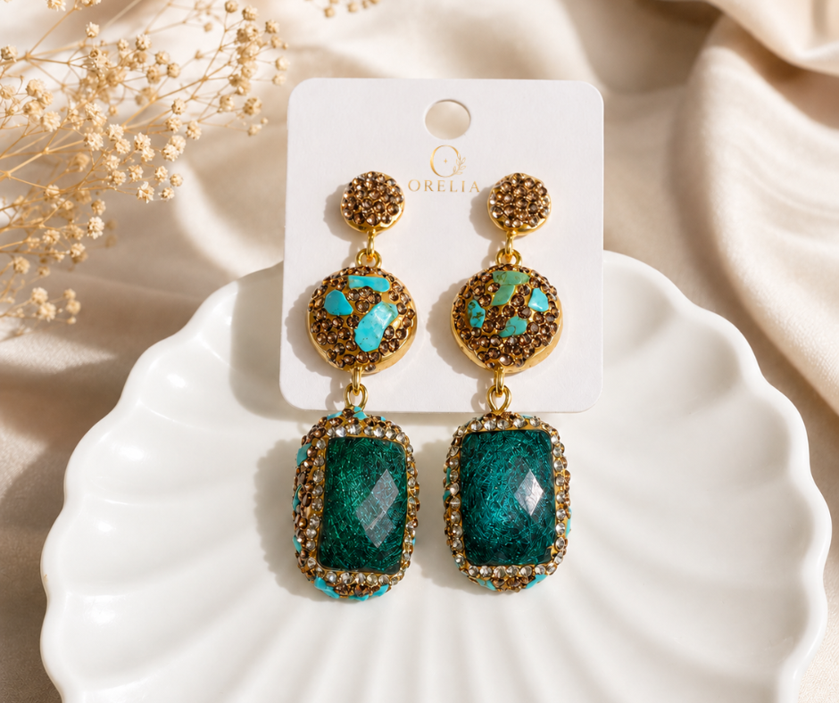 Emerald Green Natural Stone Earring