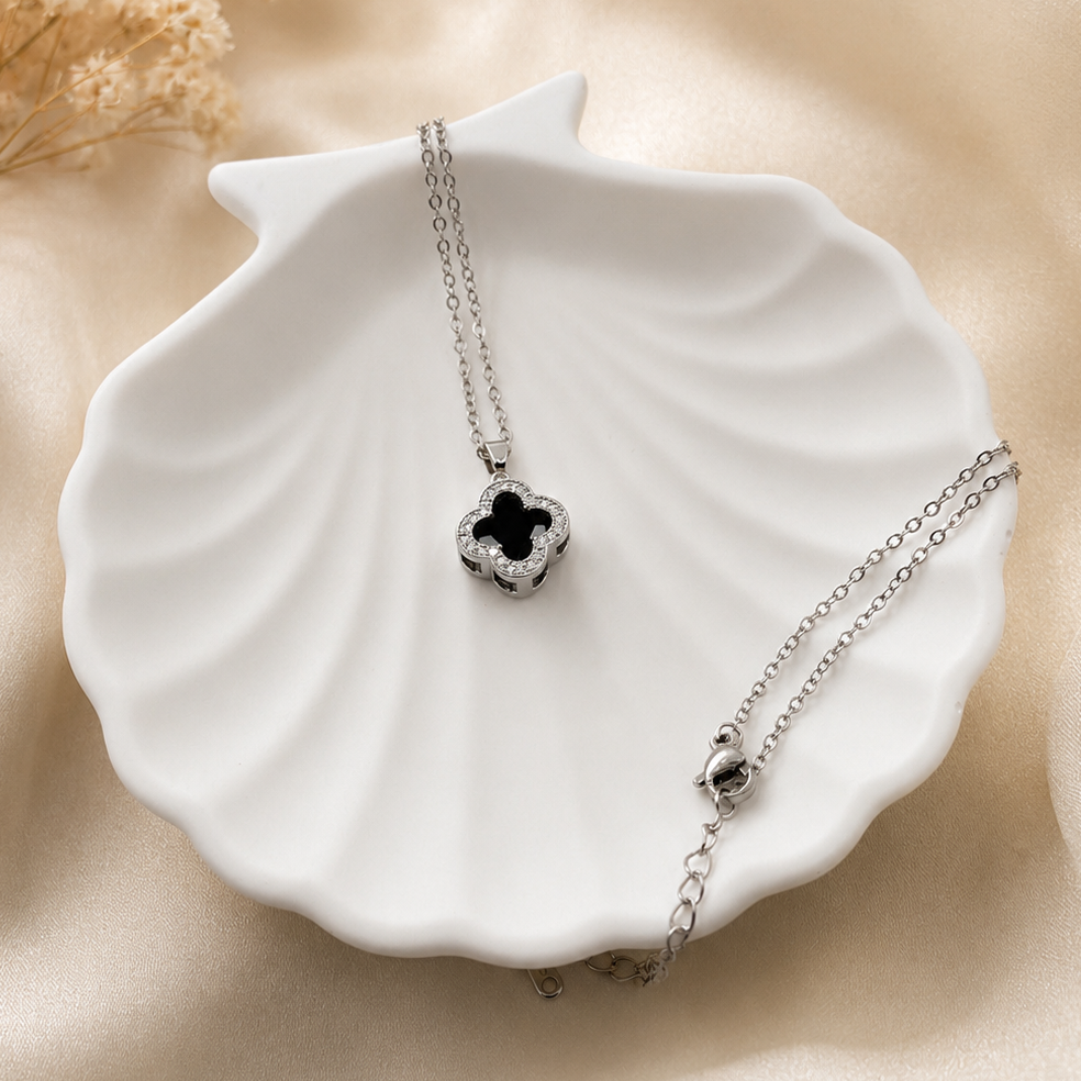 Midnight Clover Necklace