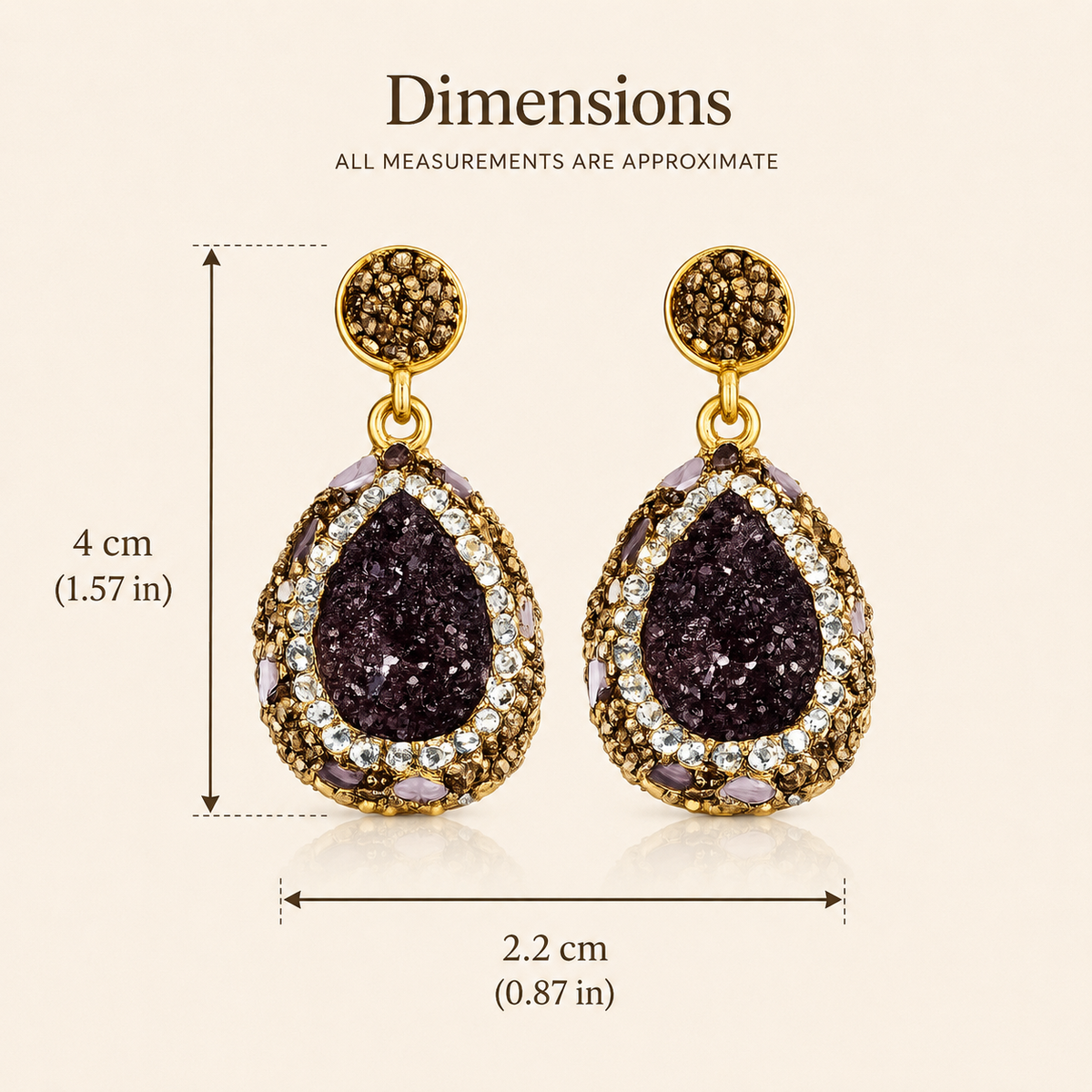 Deep Plum Natural Stone Earring