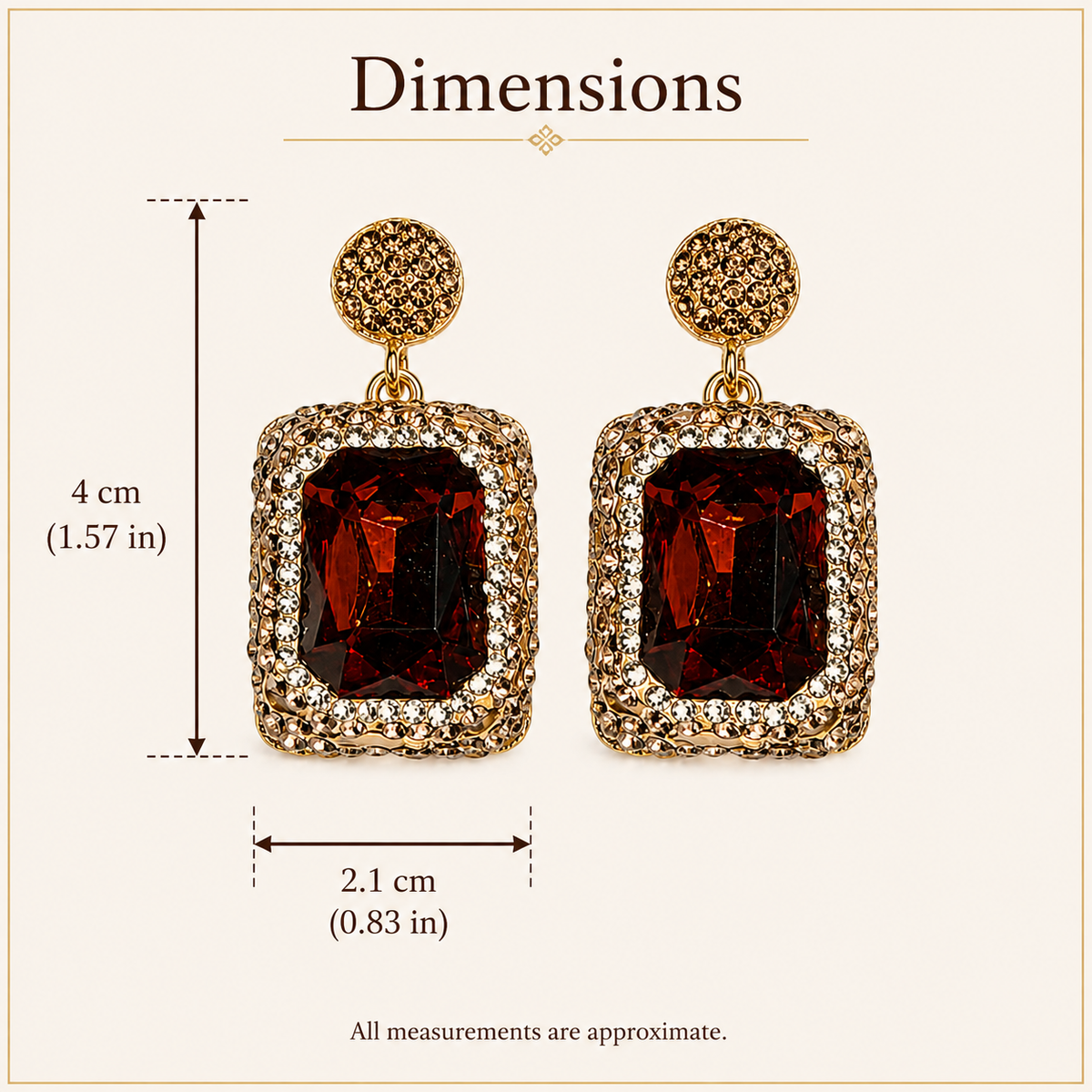 Burgundy Red Natural Stone Drop Earring