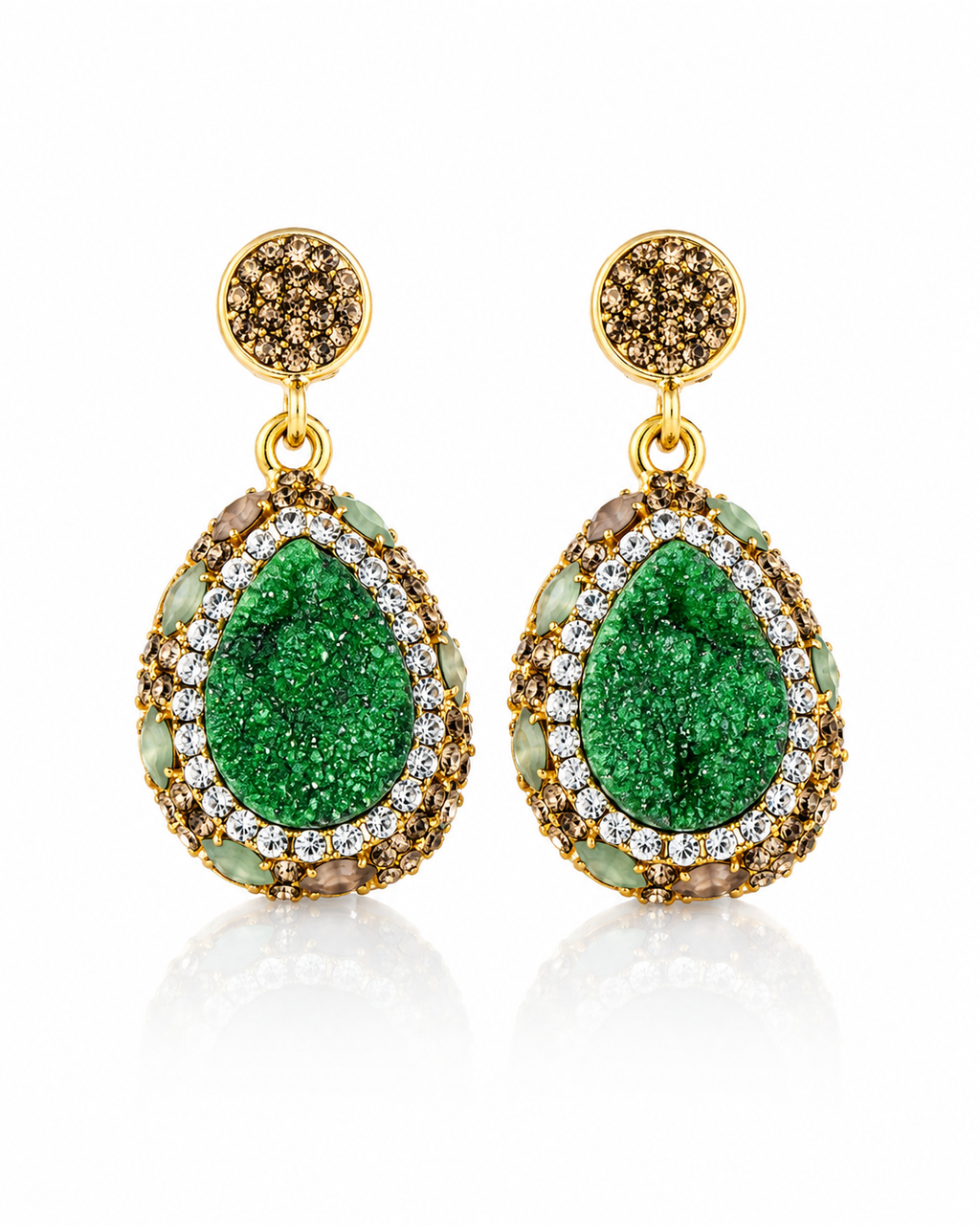 Leaf Green Natural Stone Drop Earring